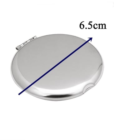 Gaman Yuvarlak Mini Metal Cep Aynası, Taşınabilir Makyaj Aynası, Gümüş Krom, 6.5cm, Katlanabilir
