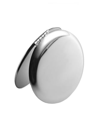 Gaman Yuvarlak Mini Metal Cep Aynası, Taşınabilir Makyaj Aynası, Gümüş Krom, 6.5cm, Katlanabilir