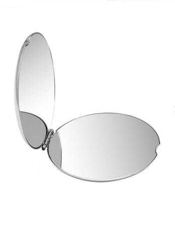 Gaman Yuvarlak Mini Metal Cep Aynası, Taşınabilir Makyaj Aynası, Gümüş Krom, 6.5cm, Katlanabilir