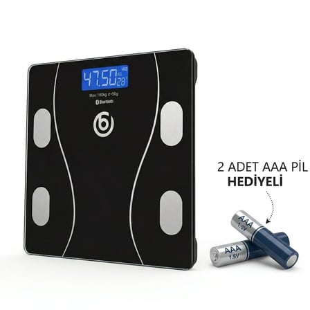 Bydiz Dijital Baskül Bluetooth Vücut Analiz Tartısı - Akıllı Yağ Ölçer Baskül