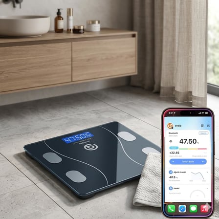 Bydiz Dijital Baskül Bluetooth Vücut Analiz Tartısı - Akıllı Yağ Ölçer Baskül