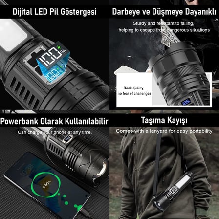 Valkyrie Şarjlı El Feneri 5400mAh 30W 9 Mod Powerbank Özellikli 6KM Aydınlatma