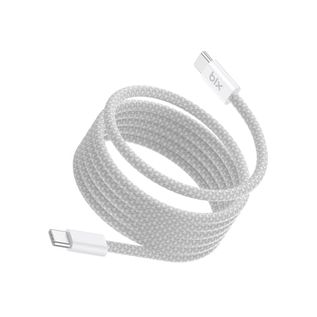 Bix T4CC 65W USB-C to USB-C Manyetik Tasarımlı Örgülü Hızlı Şarj ve Data Kablosu 1 Metre (Beyaz)