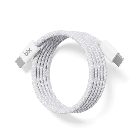 Bix T4CC 65W USB-C to USB-C Manyetik Tasarımlı Örgülü Hızlı Şarj ve Data Kablosu 1 Metre (Beyaz)