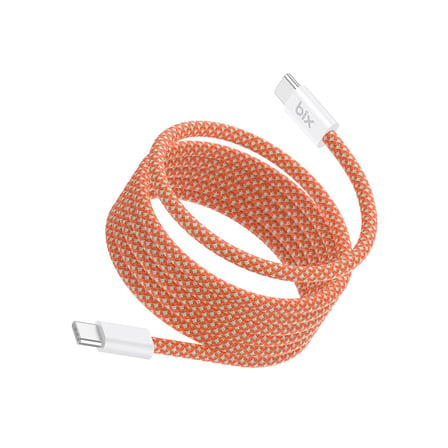 Bix T4CC 65W USB-C to USB-C Manyetik Tasarımlı Örgülü Hızlı Şarj ve Data Kablosu 1 Metre (Turuncu)