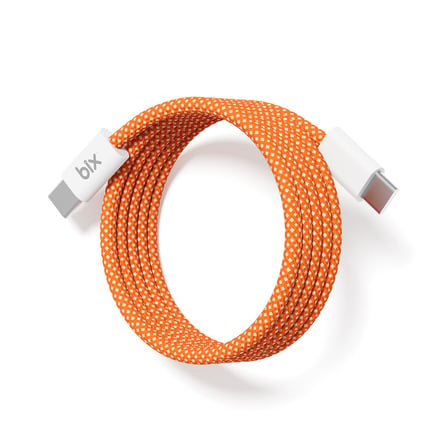 Bix T4CC 65W USB-C to USB-C Manyetik Tasarımlı Örgülü Hızlı Şarj ve Data Kablosu 1 Metre (Turuncu)
