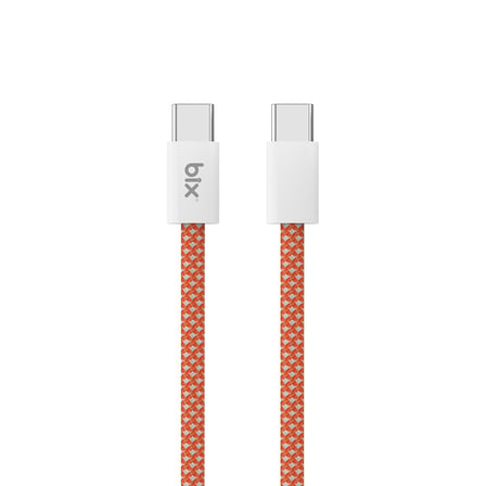 Bix T4CC 65W USB-C to USB-C Manyetik Tasarımlı Örgülü Hızlı Şarj ve Data Kablosu 1 Metre (Turuncu)