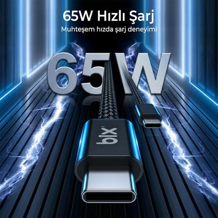 Bix T4CC 65W USB-C to USB-C Manyetik Tasarımlı Örgülü Hızlı Şarj ve Data Kablosu 1 Metre (Turuncu)