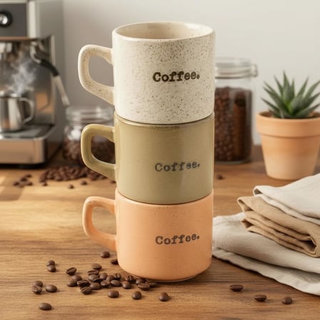Deconox 3'lü Coffee Retro Seramik Kupa Bardak Seti
