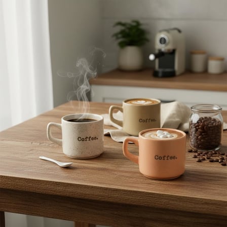 Deconox 3'lü Coffee Retro Seramik Kupa Bardak Seti