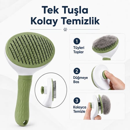 getmeev Kedi ve Köpek Tüy Toplama Tarak Basmalı Kendini Temizleyen Evcil Hayvan Bakım Fırçası