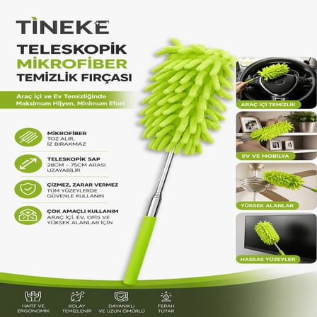 TİNEKE Teleskobik Mikrofiber Araç Içi Ve Temizlik Fırçası