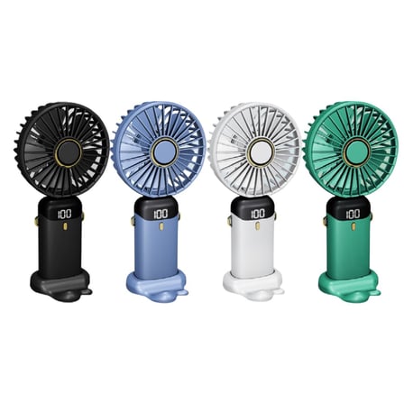 Dijital Göstergeli Mini Vantilatör, Şarjlı Masaüstü Vantilatör, Taşınabilir 12000 Rpm El Fanı