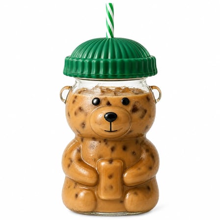 SOGUD Cam Bardak - 580 ml Pipetli Soğuk İçecek Bardağı - Borosilikat Cam Kupa