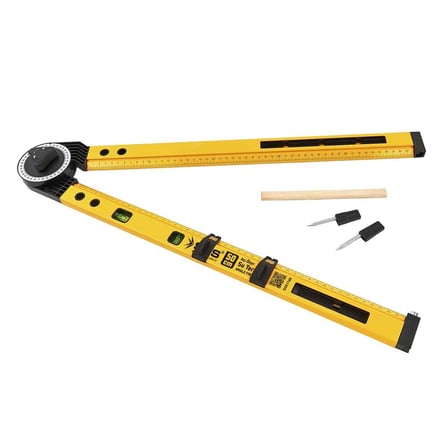 Lexroo SGS Açı Ölçer Su Terazisi, 50 cm, Sarı, Dahili Seviye Göstergesi, Ölçüm Cetveli ile
