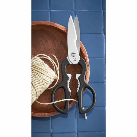 WMF 21 cm Mutfak Makası, Tırtıklı Ağız, Paslanmaz Çelik, Plastik Sap, Şişe Açacaklı Çok Amaçlı Makas