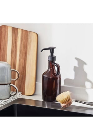 IKEA Sıvı Sabunluk, 380 ml, 21 cm Yükseklik, Cam, Kahverengi