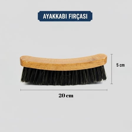 Ahşap Saplı Ayakkabı Fırçası – Doğal Kıllı, Ergonomik Tasarım, 20 cm