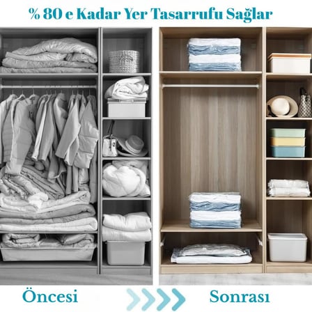 Jouis Vakumlu Hurç Poşet Setleri, Her Kullanıma Uygun 5 Parça, 2 Adet 50x70, 2 Adet 55x90