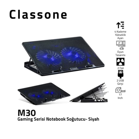 Classone M30 Gaming Led Notebook Soğutucu, 15.6", Mavi