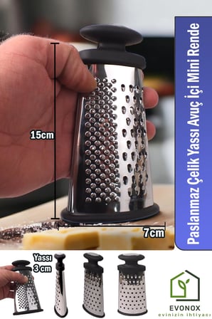 Deconox Paslanmaz Çelik Yassı Avuç İçi Mini Rende, 3 Yönlü Rendeleme Yassı Tasarım 15 * 7 * 3cm