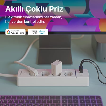 Xenon Smart Akıllı Çoklu Priz Wi-Fi 4 AC Çıkışlı 2 USB-A ve 1 USB-C Portlu 7in1 180 cm Kablo Google
