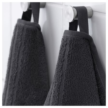 IKEA 4 Adet El Havlusu, Koyu Gri Renk 30x30 cm Pamuk,4 Li El-Kurulama Havlu