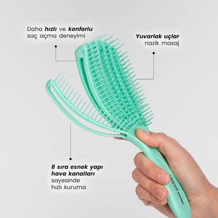 Vepa Airflex Dolaşık Saç Açma Fırçası, Kolay Tarama, Elektriklenme Önleyici Tarak (SU YEŞİLİ)