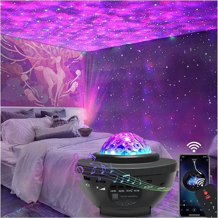 ROBEVE Projektör Gece Lambası Bluetooth Hoparlör Bluetooth Lazer Işıklı Sese Duyarlı Hoparlör Gece