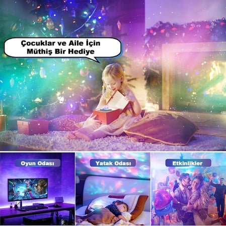 ROBEVE Projektör Gece Lambası Bluetooth Hoparlör Bluetooth Lazer Işıklı Sese Duyarlı Hoparlör Gece