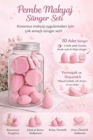 VIVALUXE Profesyonel Makyaj Süngeri Seti, Yumuşak, Esnek Blender Süngerler
