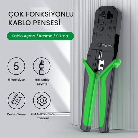 VegGieg RJ45 Ethernet RJ11 Telefon Soket Jack Sıkma Pensesi