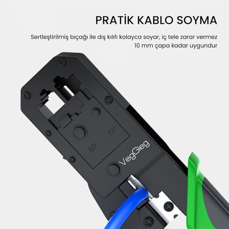 VegGieg RJ45 Ethernet RJ11 Telefon Soket Jack Sıkma Pensesi