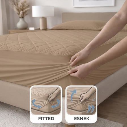 Formeya Kahverengi Kapitone Sıvı Geçirmez Yatak Koruyucu Fitted Alez Çarşaf%100 Pamuk 90X190