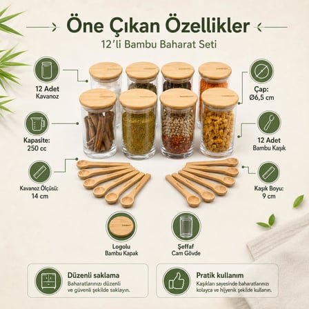 Atbyhome Bambum Orjinal Zolla Prestige 24 Parça Kaşıklı Baharatlık