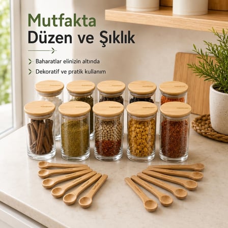Atbyhome Bambum Orjinal Zolla Prestige 24 Parça Kaşıklı Baharatlık