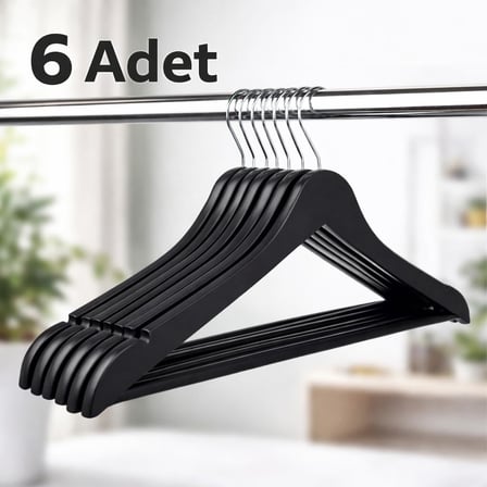 Lexroo 6 Adet Siyah Elbise Askısı
