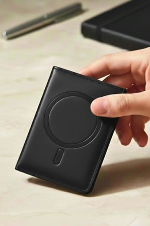 CONSTRAIN - MagSafe ile uyumlu Deri Kartlık Cüzdan - SİYAH