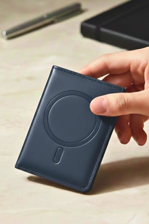 CONSTRAIN - MagSafe ile uyumlu Deri Kartlık Cüzdan - LACİVERT