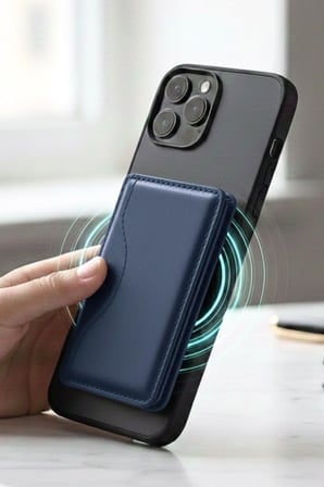 CONSTRAIN - MagSafe ile uyumlu Deri Kartlık Cüzdan - LACİVERT