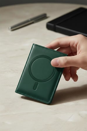 CONSTRAIN - MagSafe ile uyumlu Deri Kartlık Cüzdan - KOYU YEŞİL