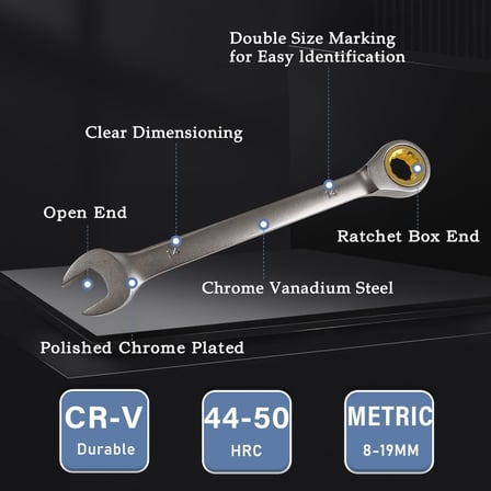 AEE® Professional 7 Parça Cırcırlı Kombine Açık Anahtar Seti | 72 Diş Ratchet Anahtar Takımı