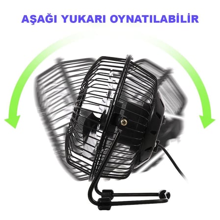 OBEV Masa Üstü USB Fan Soğutucu Vantilatör Klima - Metal Serinletici Mini Vantilatör - USB Girişli
