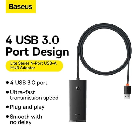 Baseus Lite 4nanü 1 Arada Multifonksiyonal USB-A Hub Şarj İstasyonu- Siyah