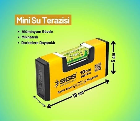 Lexroo SGS Alimünyum Mıknatıslı Su Terazisi Mini 10CM