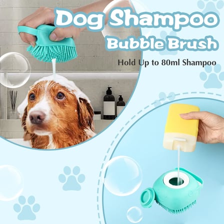 SOGUD Turkuaz Şampuan Hazneli Kedi Köpek Yıkama Fırçası - Kedi Köpek Banyo Fırçası