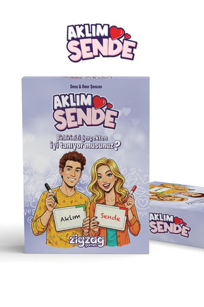 Aklım Sende, Çiftler için Eğlenceli Kart Oyunu, 2 Kişilik Aşk ve Uyum Testi Kart Oyunu Kutu Oyunu