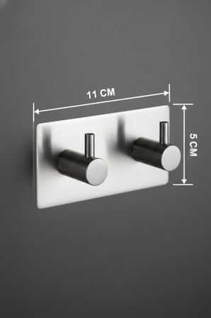 Deconox Paslanmaz Çelik Banyo Askısı, 2 Kancalı Kendinden Yapışkanlı Vidasız Duvar Askılığı