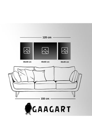 Gaagart 3Lü Kanvas Şık Salon Duvar Tablosu Modern Soyut Mavi Beyaz At, 30 X 40