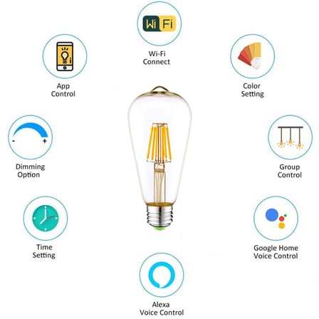 Bix SL-03 6W Daylight A+ Akıllı Ampul WiFi Uzaktan Kontrol Dim Edilebilir Alexa Google Uyumlu E27